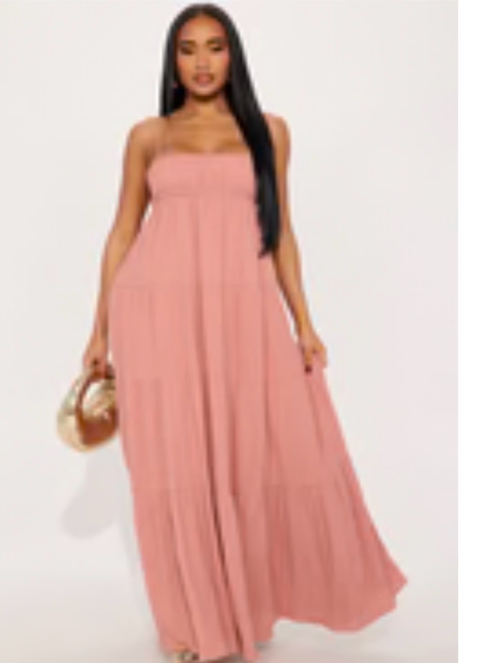 Fashion Nova Rust-Tone Tiered Maxi Dress